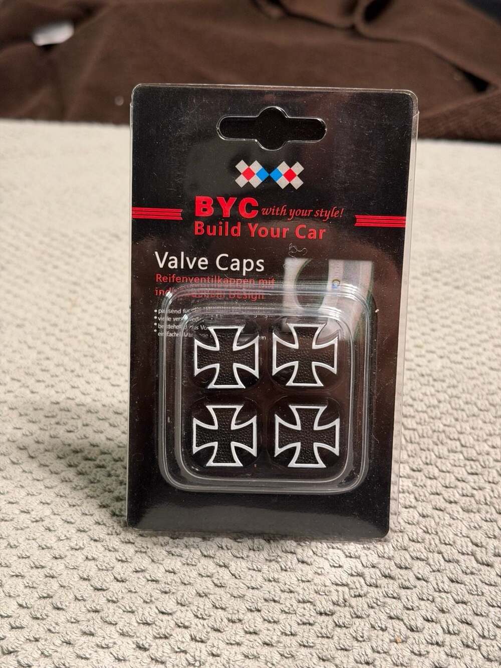 BYC Build Your Car Iron Cross Valve Caps Set